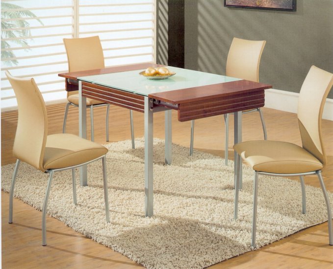 CAR Cherry with Glass Top Dining Set