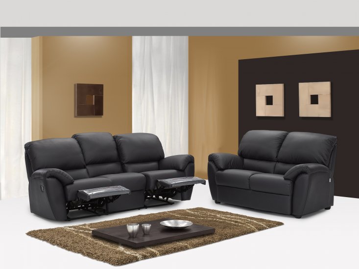 New Italian Leather Living "Sienna" Brown 3 Pc Sofa Set-Sofa,Love,Ch with Studs 
